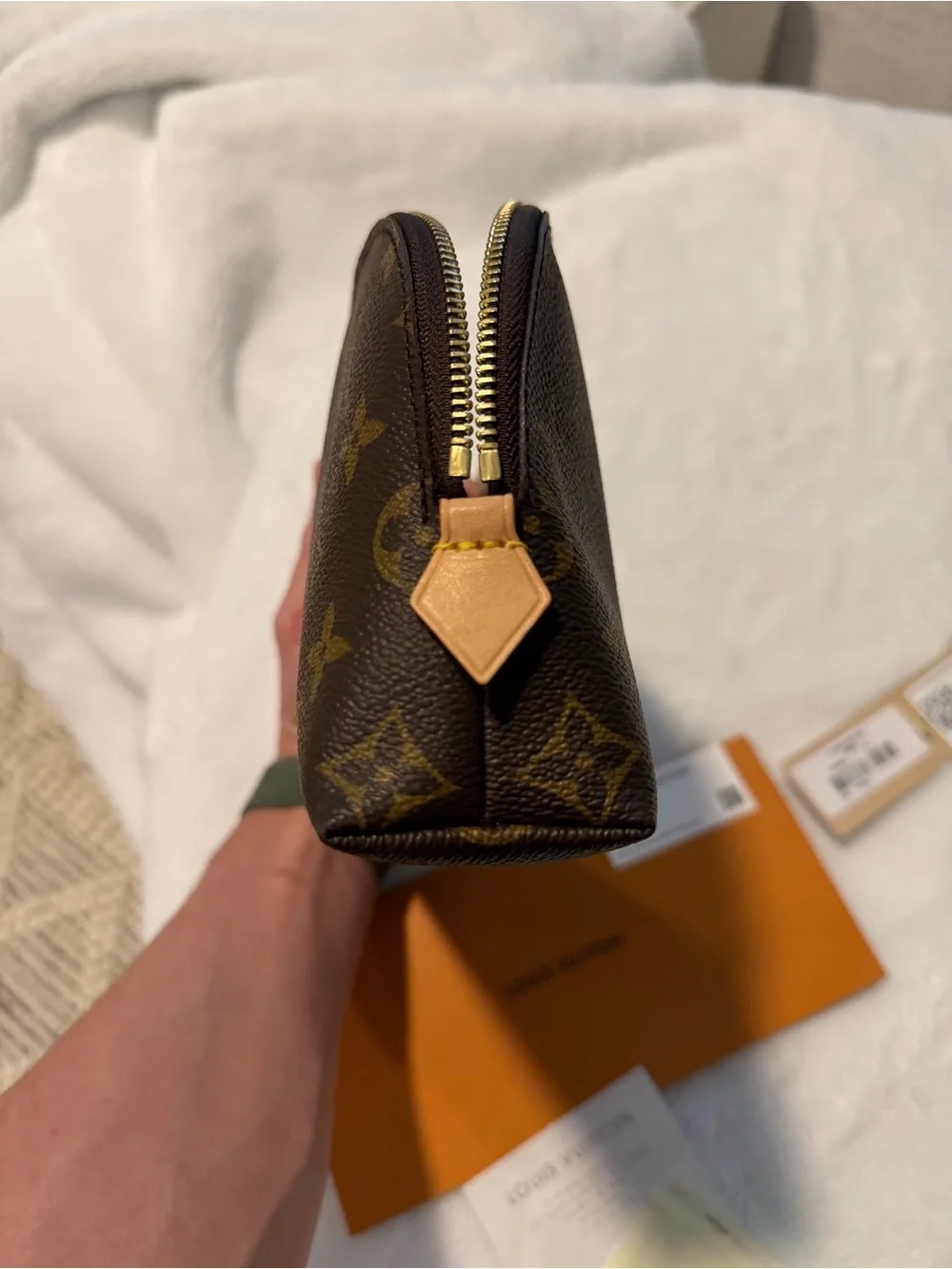 Louis Vuitton Brown Monogram Pouch with Gold-Tone Zipper